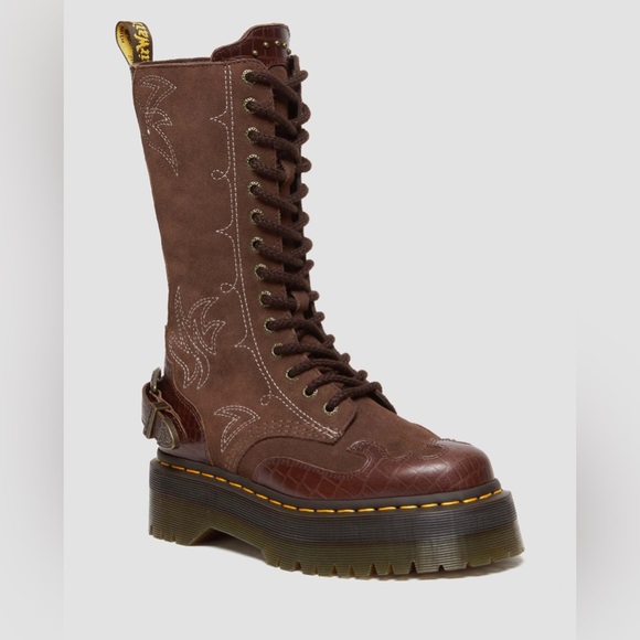 Dr. Martens Shoes - Dr. Martens 1B99 Gothic Americana Mid-Calf Platform Boots – Brown - US 5 Fits 6